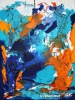 ♦ Blau Orange, Mischtechnik, 80 cm x 60 cm